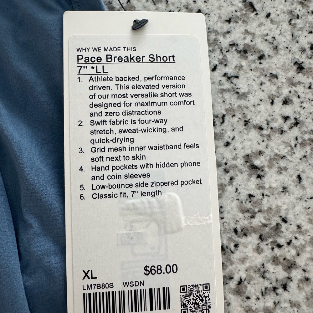 NWT Men’s Lululemon Washed Denim pace breaker shorts - Picture 2 of 2
